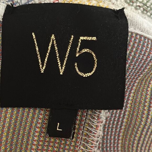 W5 Women's TankTop White Blue Green Yellow Stripe Sleeveless Shirt Blouse Size L - Picture 5 of 5